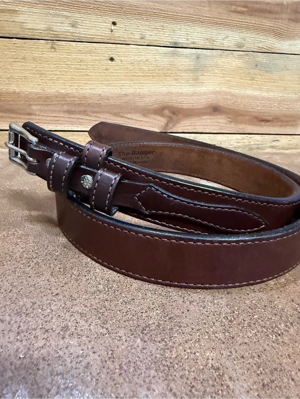 Hank’s Belts The Ranger Full Grain Leather Belt Brown Leather with Silver Buckle